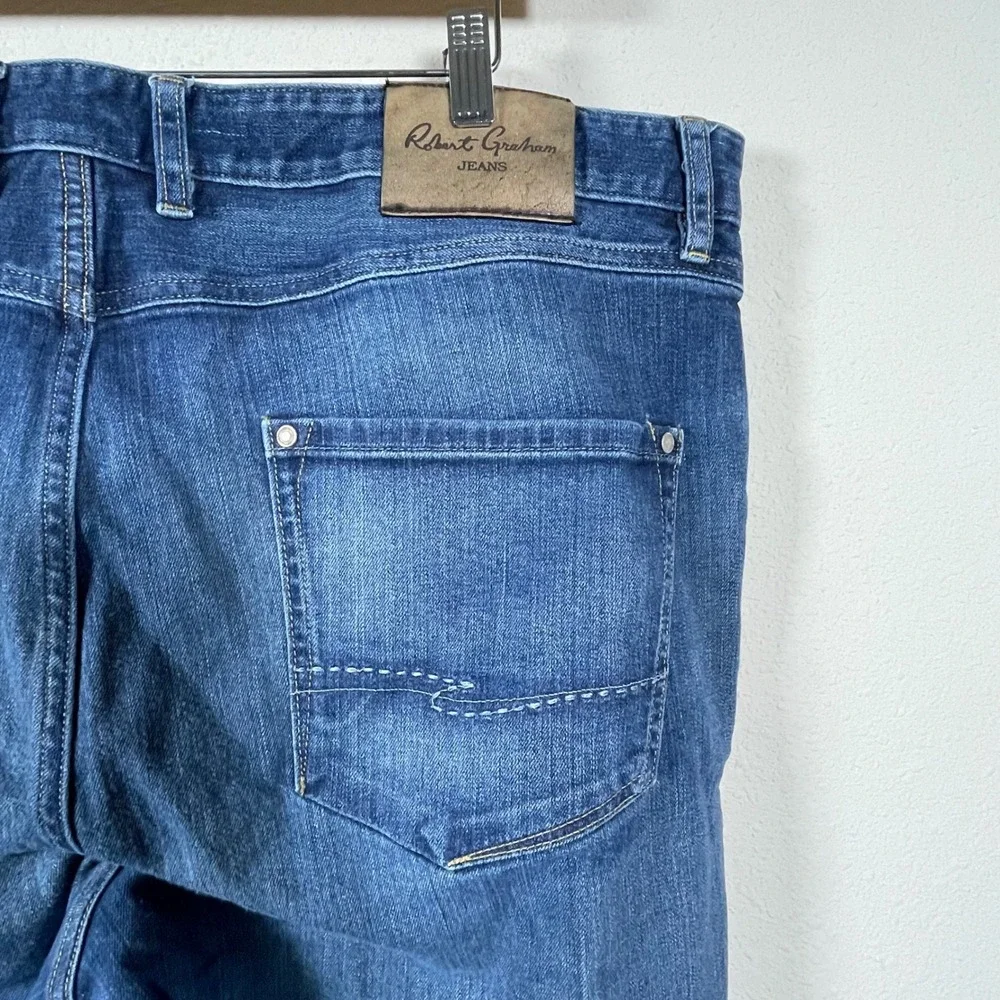 Robert Graham‎ Yates Jeans Mens 42 Blue Straight Leg Denim Premium Wash Luxury